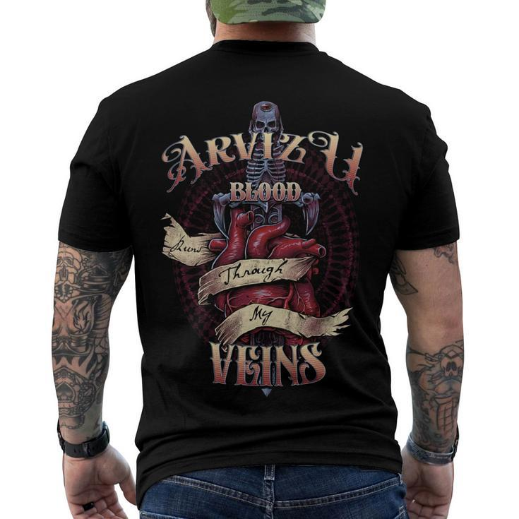 Arvizu Blood Runs Through My Veins Name Men's Crewneck Short Sleeve Back Print T-shirt