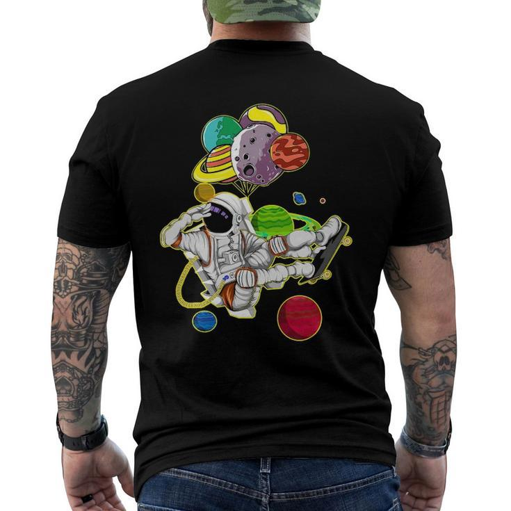 Astronaut Space Travel Planets Skateboarding Science Men's Back Print T-shirt