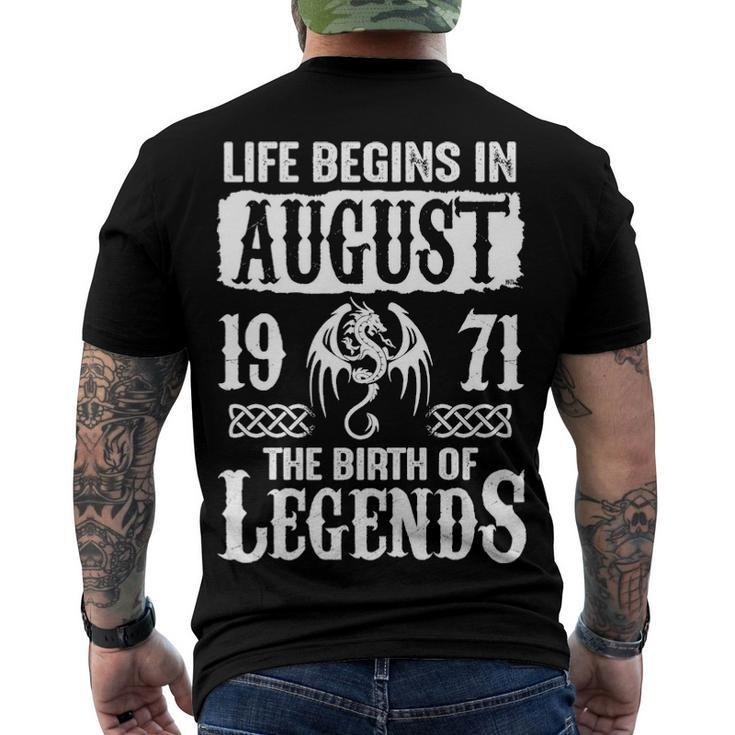 August 1971 Birthday Life Begins In August 1971 Men's T-Shirt Back Print