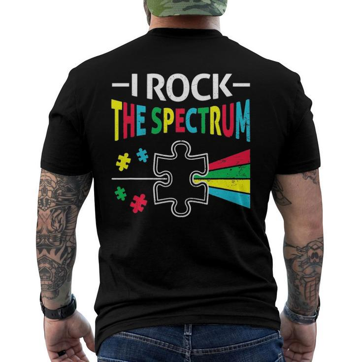Autism Awareness Support Autistic Kids Rock Spectrum Men's Back Print T-shirt