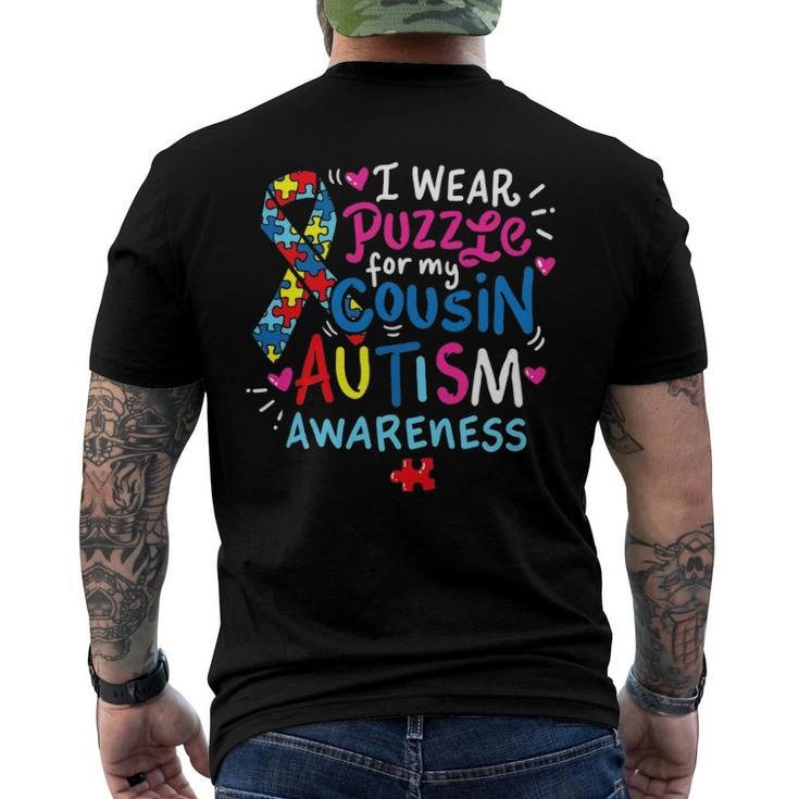 Autism Awareness I Wear Puzzle For My Cousin Men's Back Print T-shirt