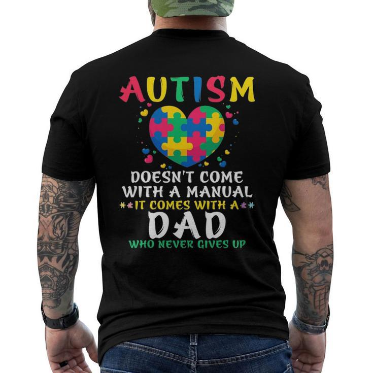 Mens Autism Doesnt Come With Manual Dad Autism Awareness Puzzle Men's Back Print T-shirt