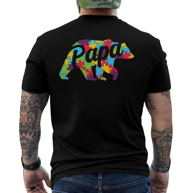Autism Papa Bear Autism Awareness Men's Back Print T-shirt