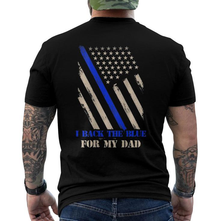 Back The Blue For My Dad Proud Polices Kids - Art On Back Men's Back Print T-shirt