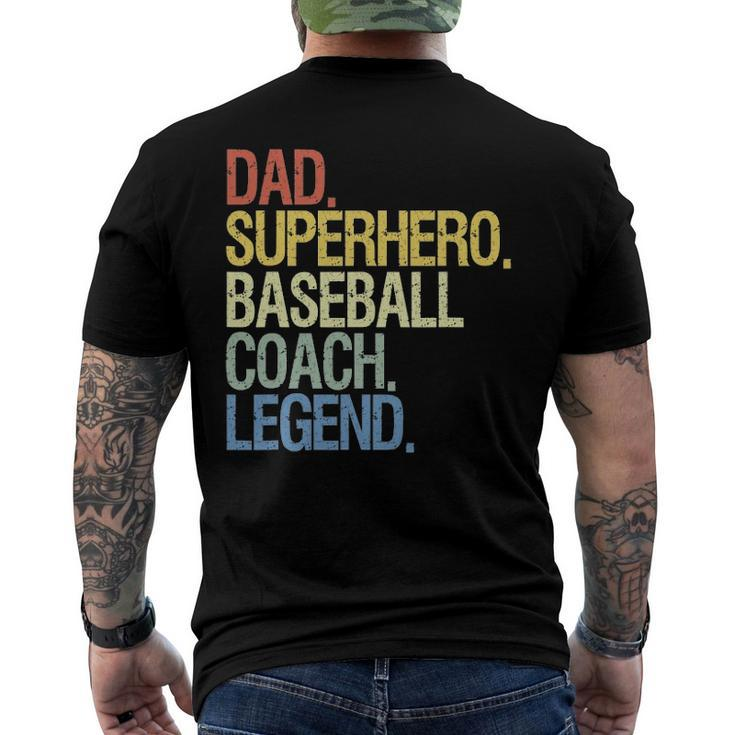 Baseball Coach Dad Superhero Legend Men's Back Print T-shirt