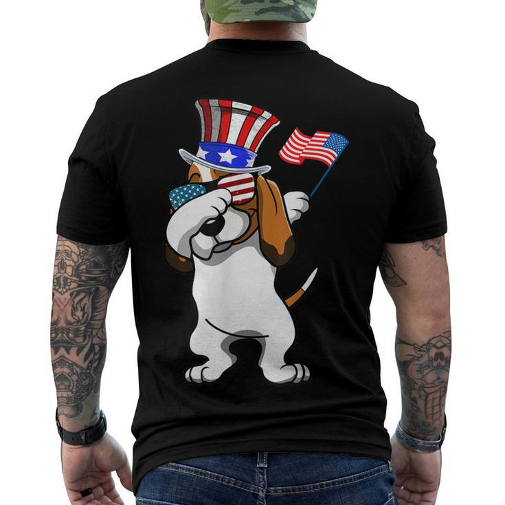 Basset Hound Dabbing Dog Dad 4Th Of July Men's T-shirt Back Print
