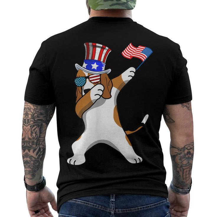 Beagle Dabbing Dog Dad 4Th Of July Men's T-shirt Back Print