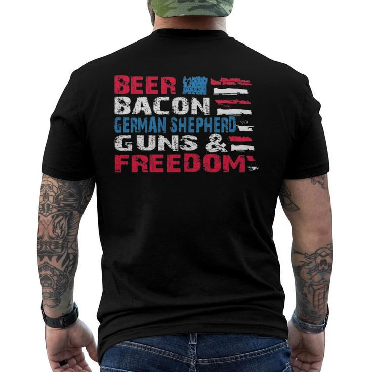 Beer Bacon German Shepherd Guns & Freedom Tee July Men's Back Print T-shirt