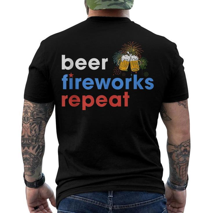 Beer Fireworks Repeat 4Th Of July Beer Lovers Men's T-shirt Back Print