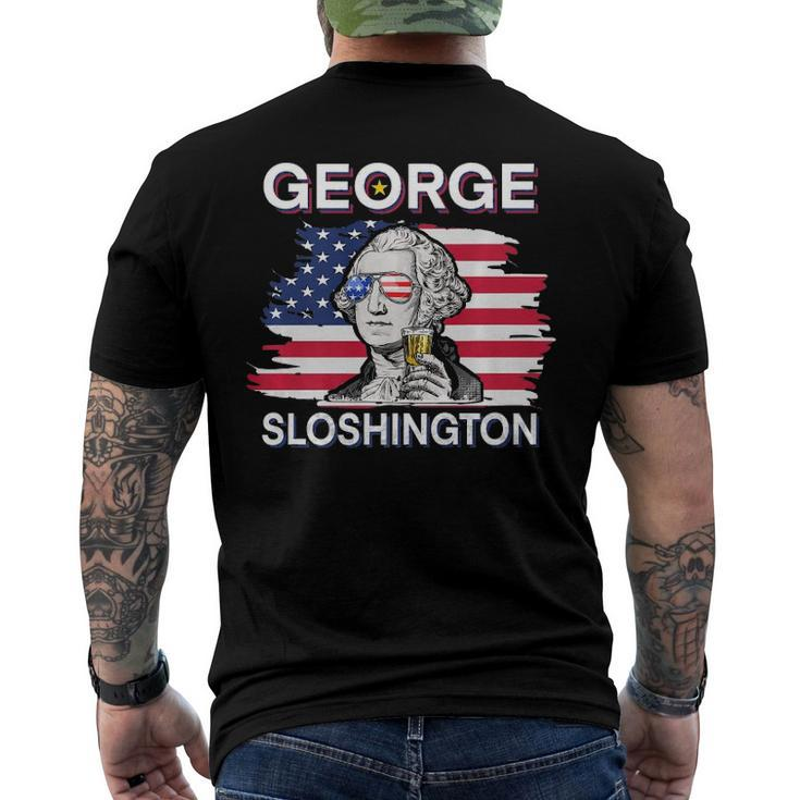Beer George Sloshington American Flag 4Th Of July Men's Back Print T-shirt