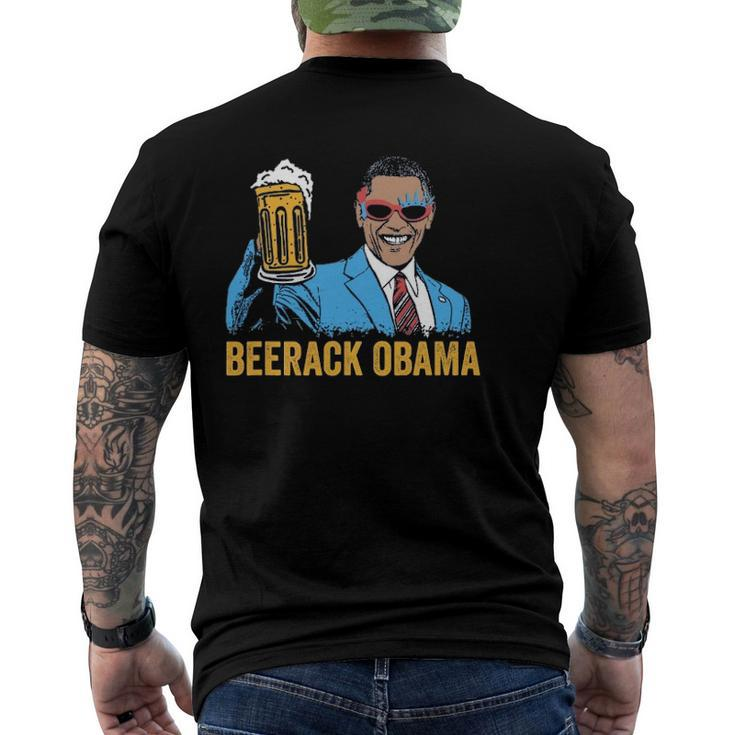 Beerack Obama Drinking Beer 4Th Of July Men's Back Print T-shirt