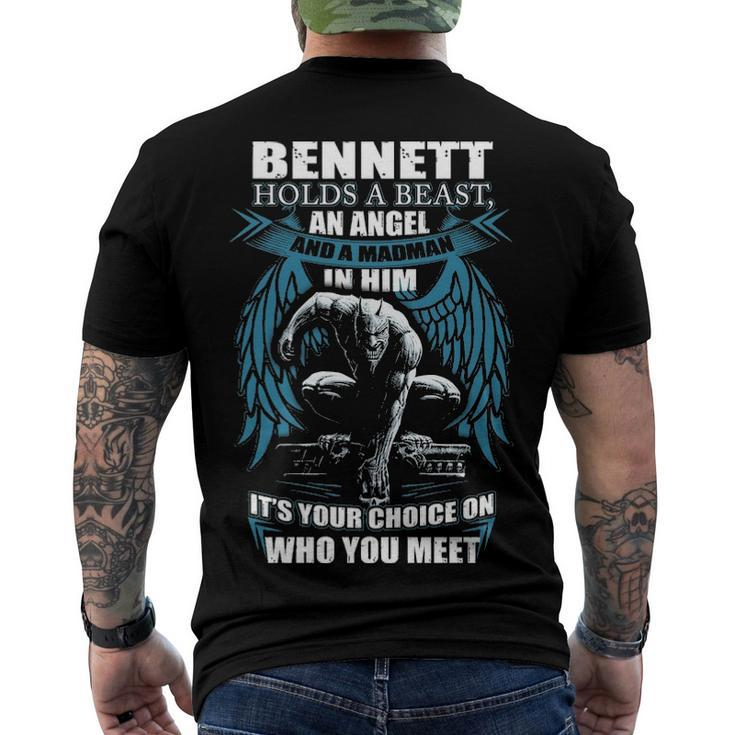 Bennett Name Bennett And A Mad Man In Him Men's T-Shirt Back Print