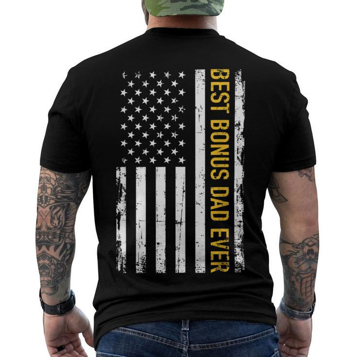 Best Bonus Dad Ever With Us American Flag Men's Crewneck Short Sleeve Back Print T-shirt