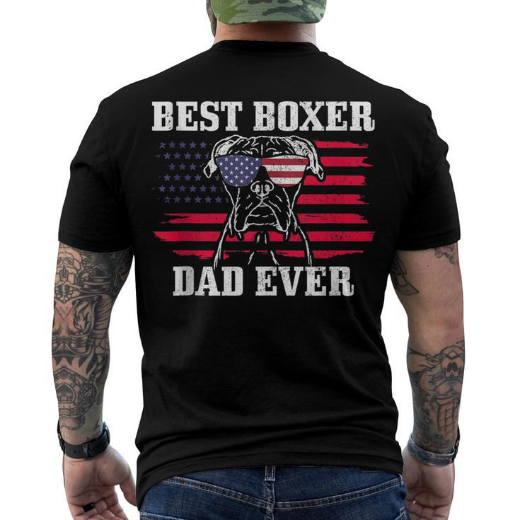 Mens Best Boxer Dad Ever Dog Patriotic 4Th Of July American Flag V2 Men's T-shirt Back Print
