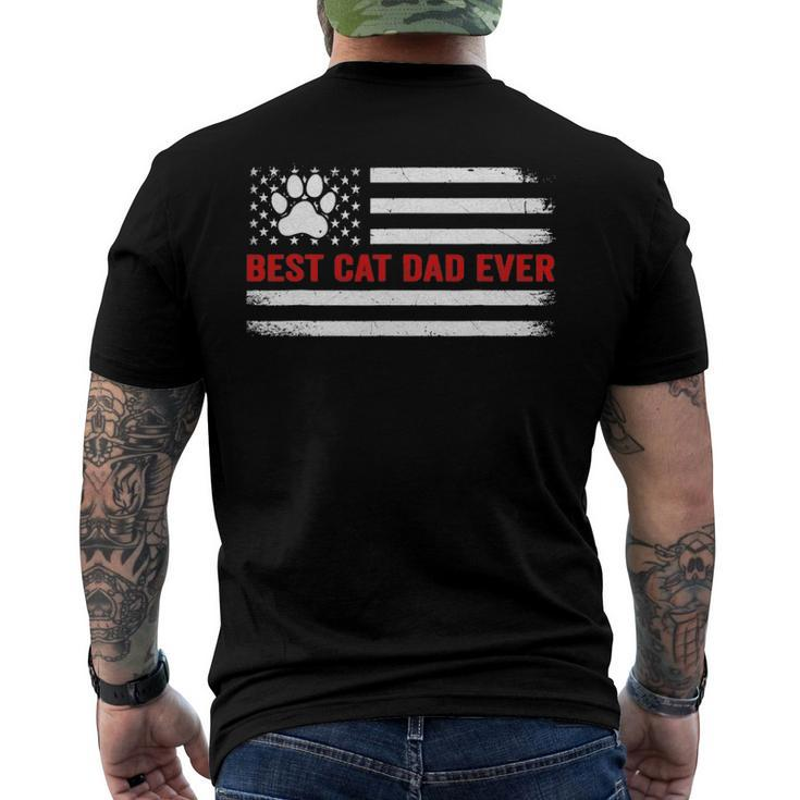 Best Cat Dad Ever American Flag Cat Lovers Fathers Day Men's Back Print T-shirt