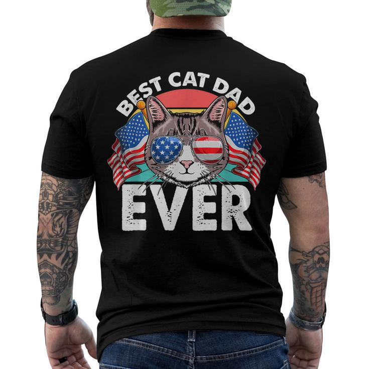 Best Cat Dad Ever Matching Fathers Day 4Th Of July Cat Lover Men's T-shirt Back Print