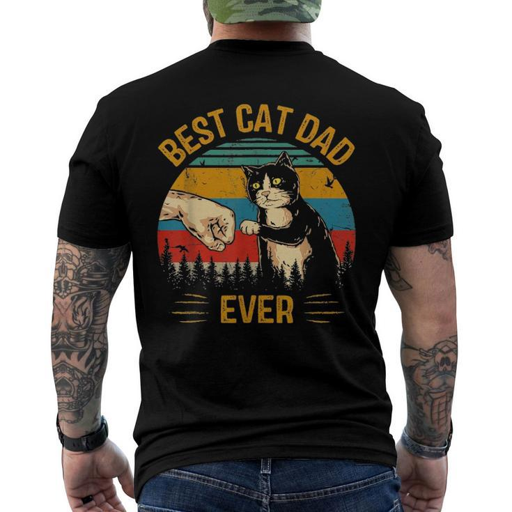 Best Cat Dad Ever Paw Fist Bump Fit Vintage Retro Daddy Men's Back Print T-shirt