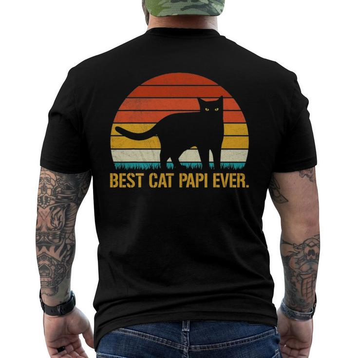 Best Cat Papi Ever Vintage Retro Cat Lover Xmas Fathers Day Men's Crewneck Short Sleeve Back Print T-shirt
