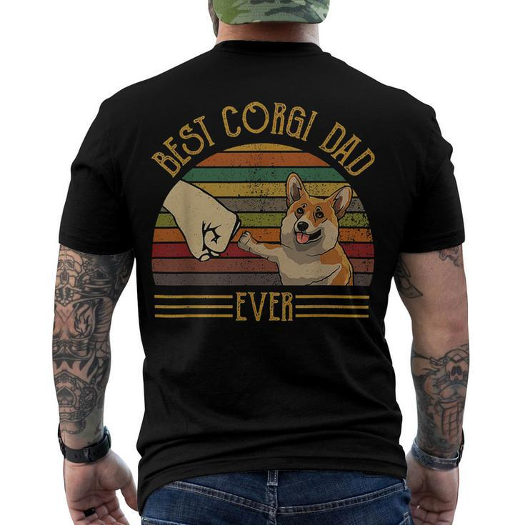 Best Corgi Dad Ever Retro Vintage Sunset Men's Crewneck Short Sleeve Back Print T-shirt