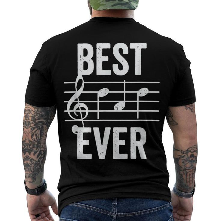 Best Dad Ever Music Note Bold Condensed Dark Men's Crewneck Short Sleeve Back Print T-shirt