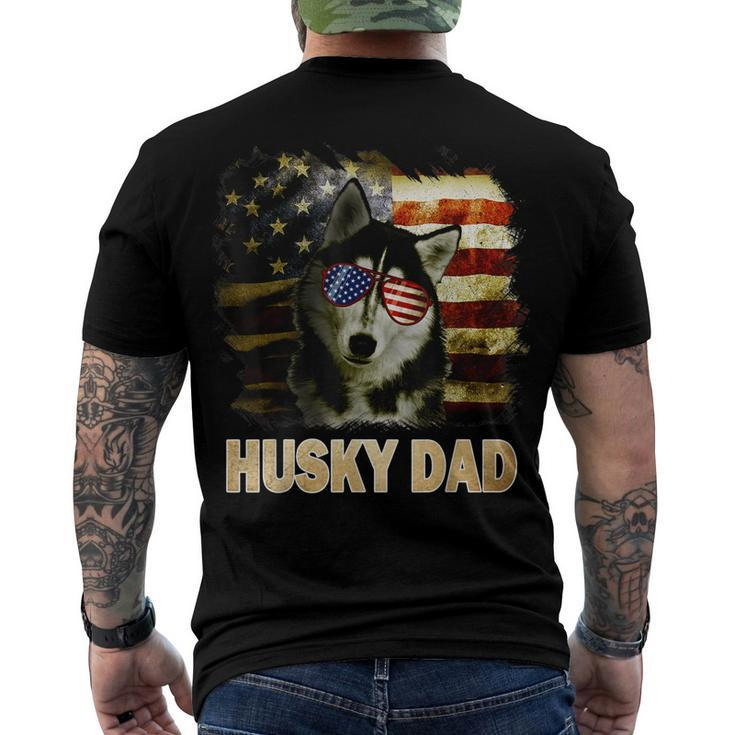 Best Husky Dad Ever American Flag 4Th Of July Vintage Men's T-shirt Back Print