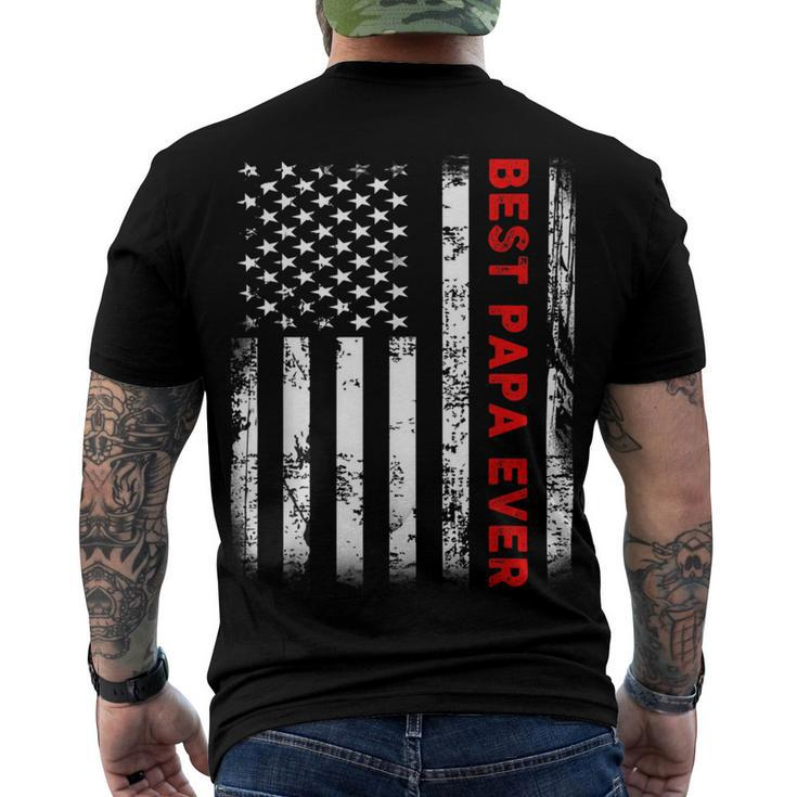 Best Papa Ever American Flag S For Grandpa Fathers Day Men's T-shirt Back Print