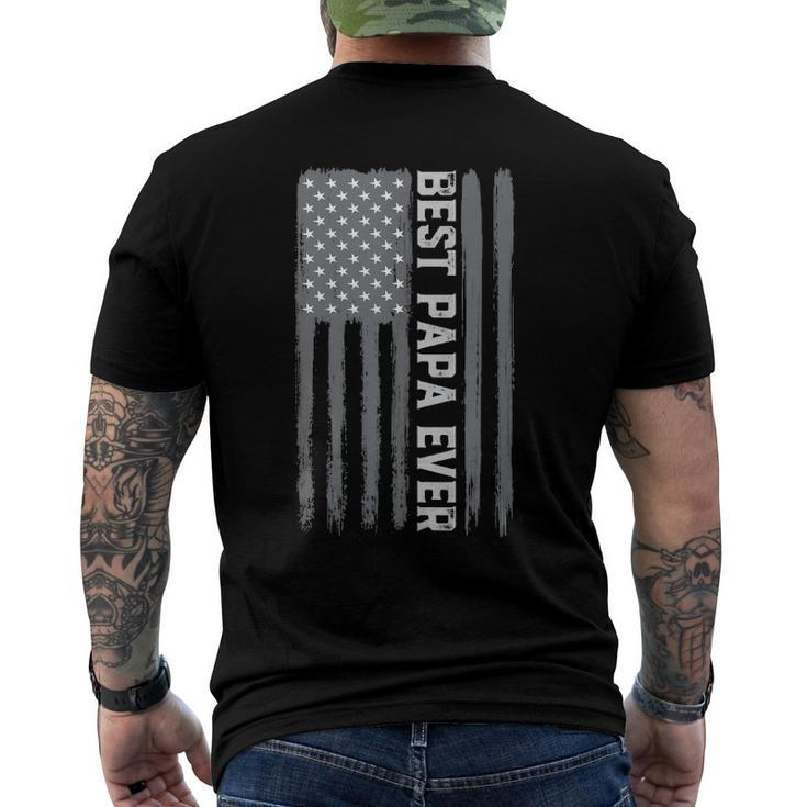 Best Papa Ever Vintage American Flag 4Th Of July Patriotic Men's Back Print T-shirt