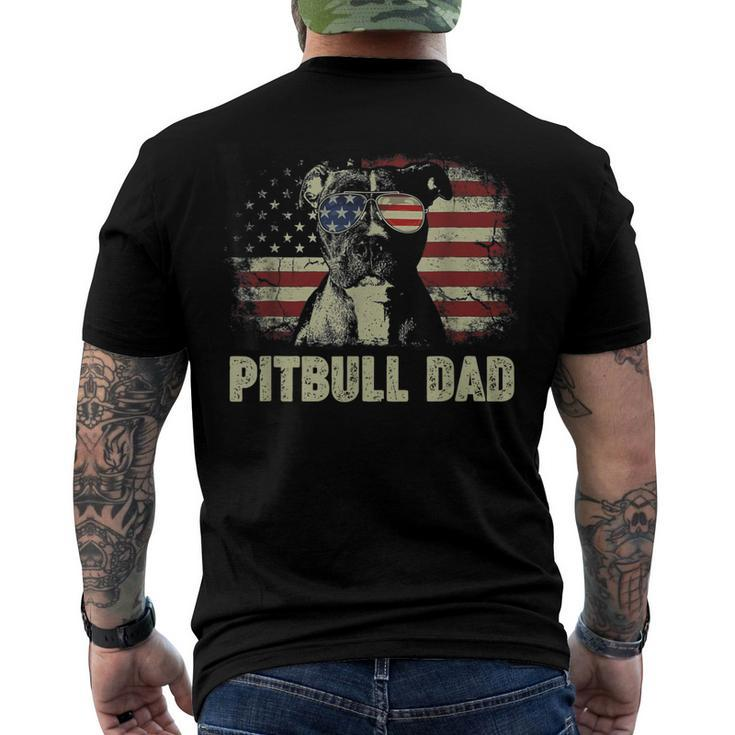 Mens Best Pitbull Dad Ever American Flag 4Th Of July V2 Men's T-shirt Back Print