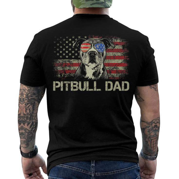 Mens Best Pitbull Dad Ever Patriotic American Flag 4Th Of July V2V3 Men's T-shirt Back Print