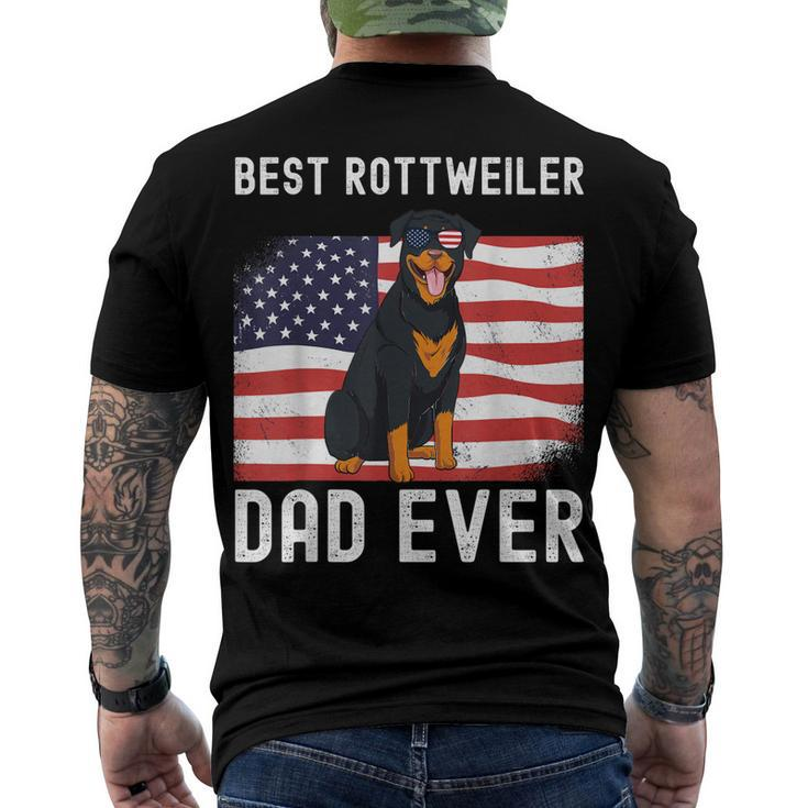 Mens Best Rottweiler Dad Ever American Flag 4Th Of July Rottie Men's T-shirt Back Print