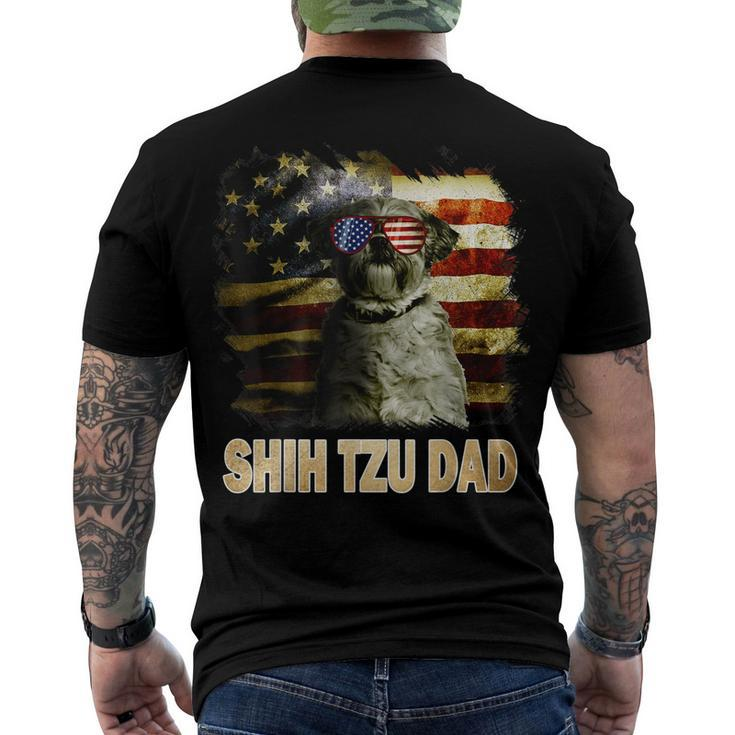 Best Shih Tzu Dad Ever American Flag 4Th Of July Dog Lover Men's T-shirt Back Print