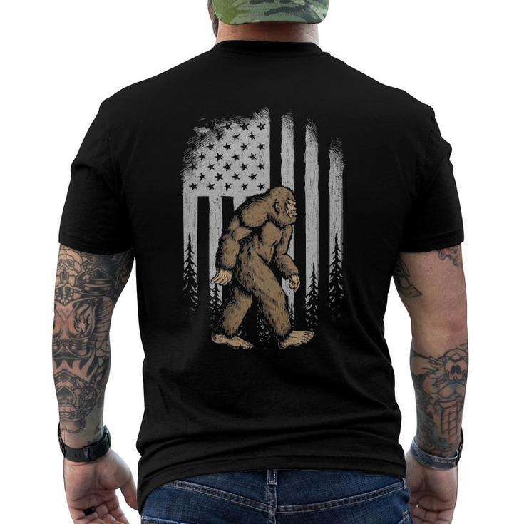 Bigfoot American Flag 4Th Of July Retro Vintage Sasquatch Men's Back Print T-shirt