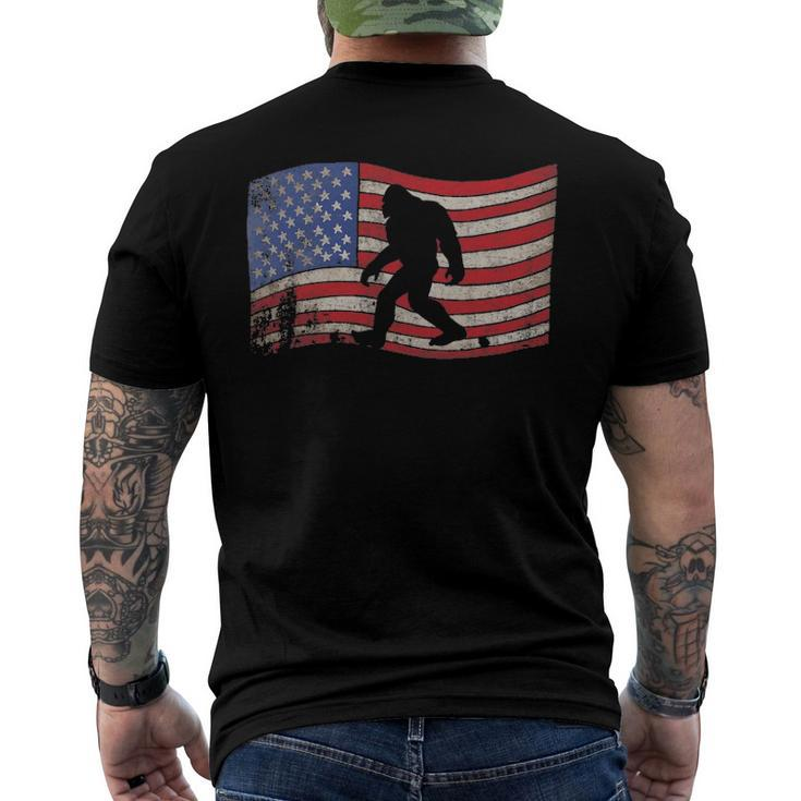 Bigfoot American Flag Sasquatch 4Th July Men's Back Print T-shirt