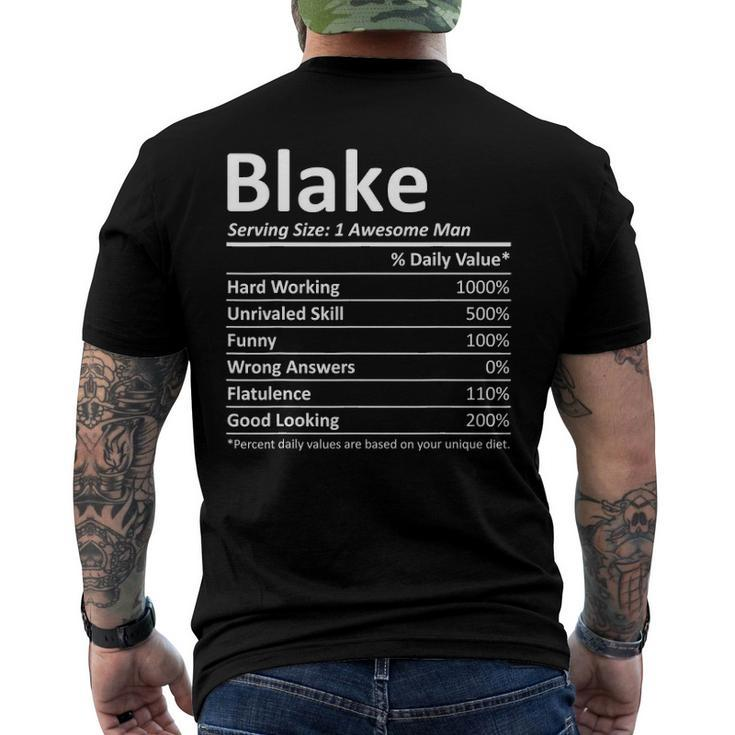 Blake Nutrition Birthday Personalized Name Idea Men's Back Print T-shirt