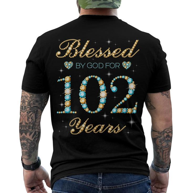 Blessed By God For 102 Years Old 102Nd Birthday Party Cute Men's T-shirt Back Print