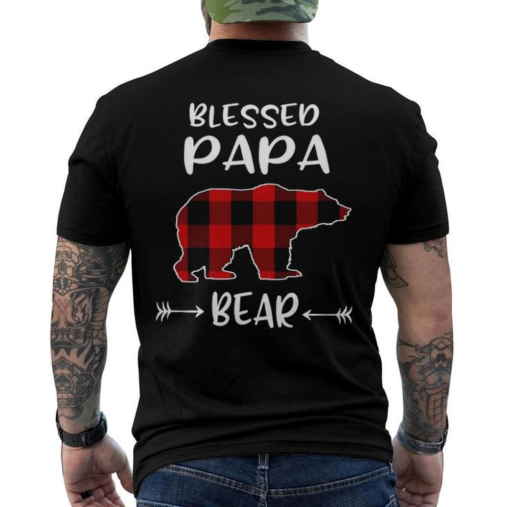 Blessed Papa Bear Buffalo Plaid Bear  For Papa Men's Crewneck Short Sleeve Back Print T-shirt