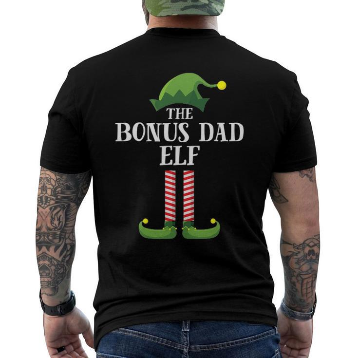 Bonus Dad Elf Matching Family Group Christmas Party Pajama Men's Back Print T-shirt
