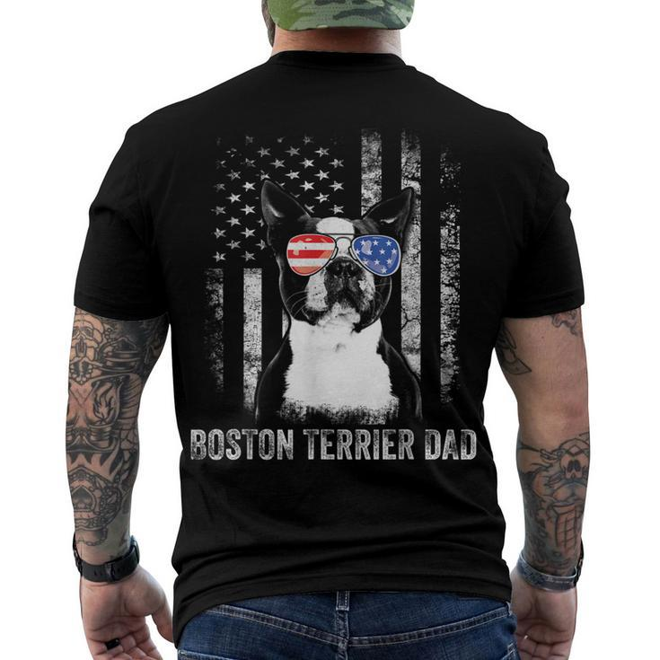 Mens Boston Terrier Dad American Flag 4Th Of July Dog Fathers Day Men's T-shirt Back Print