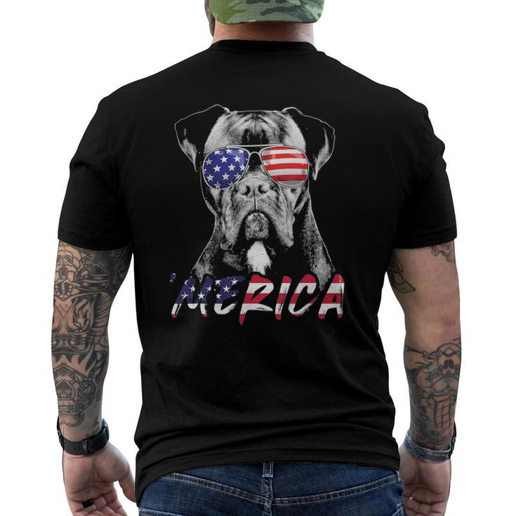 Boxer Dog American Usa Flag Merica 4Th Of July Dog Lover Men's Back Print T-shirt