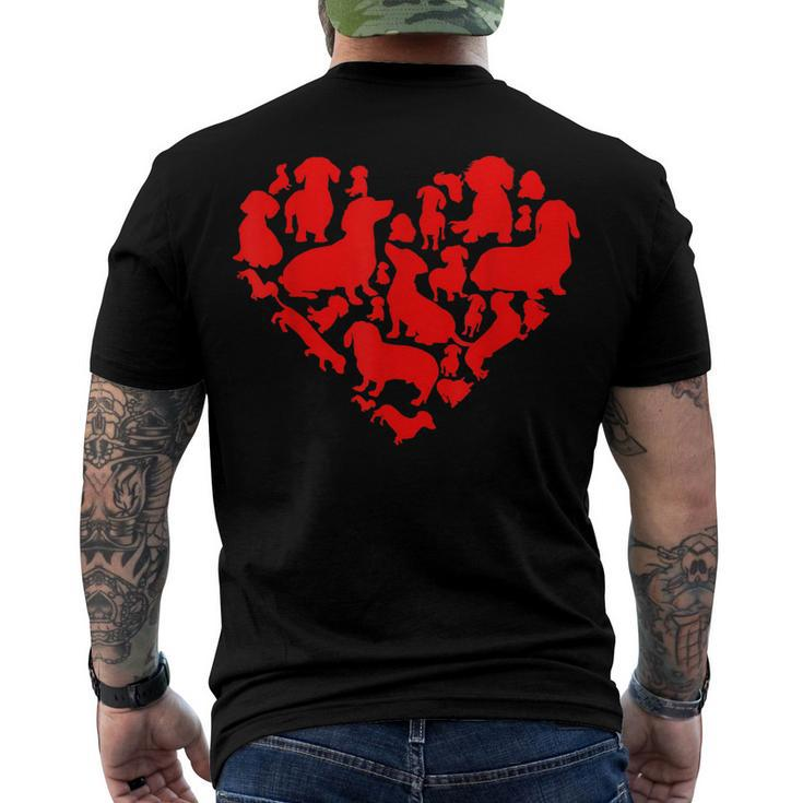Boy Kid Girl Valentine’S Day Dog Costume Dachshund Mom Dad Men's T-shirt Back Print