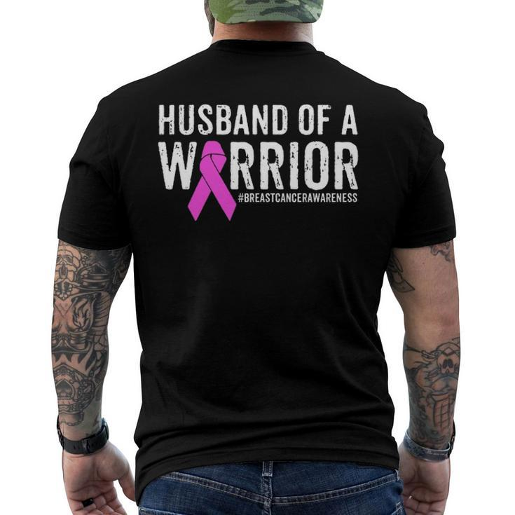 Breast Cancer Husband Awareness Husband Of A Warrior Men's Back Print T-shirt