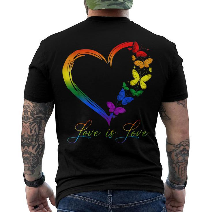 Butterfly Heart Rainbow Love Is Love Lgbt Gay Lesbian Pride Men's Back Print T-shirt