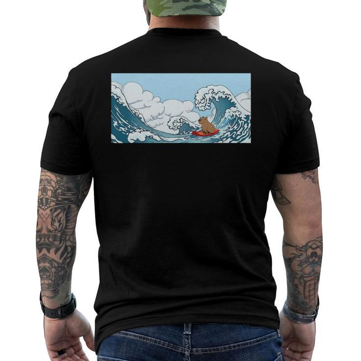The Capybara On Great Wave Men's Back Print T-shirt