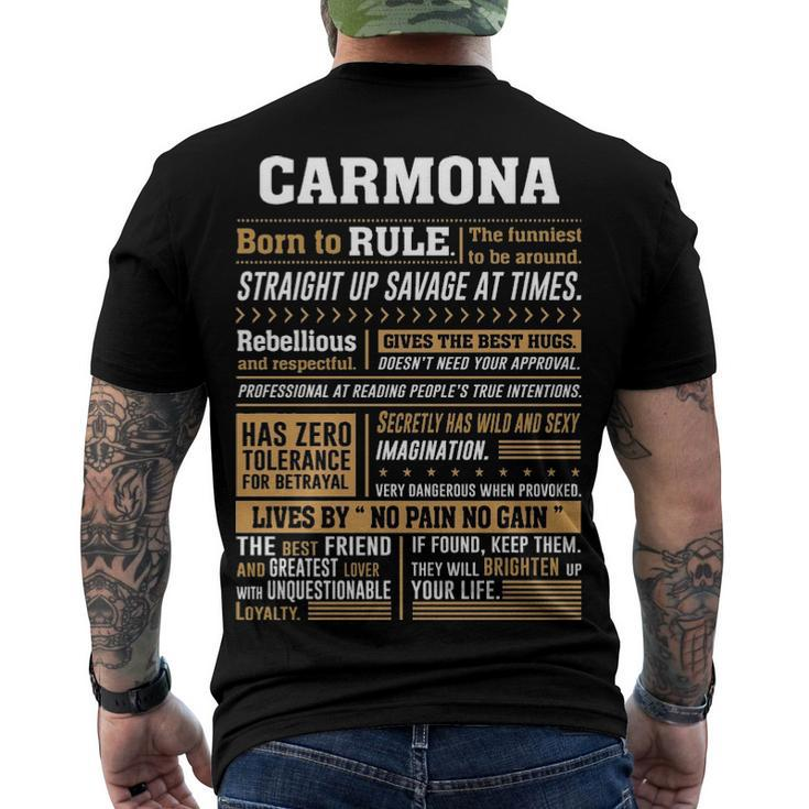Carmona Name Carmona Born To Rule Men's T-Shirt Back Print