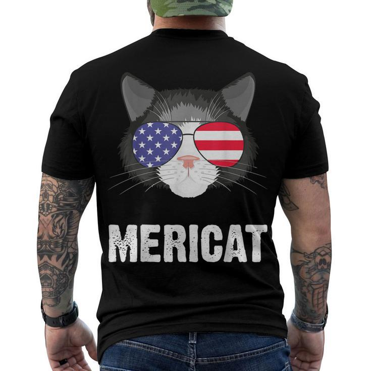 Cat American Flag Independence Day Mericat 4Th Of July Men's T-shirt Back Print