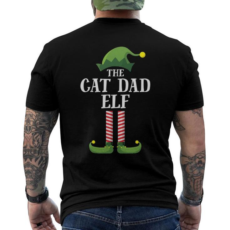Cat Dad Elf Matching Family Group Christmas Party Pajama Men's Back Print T-shirt