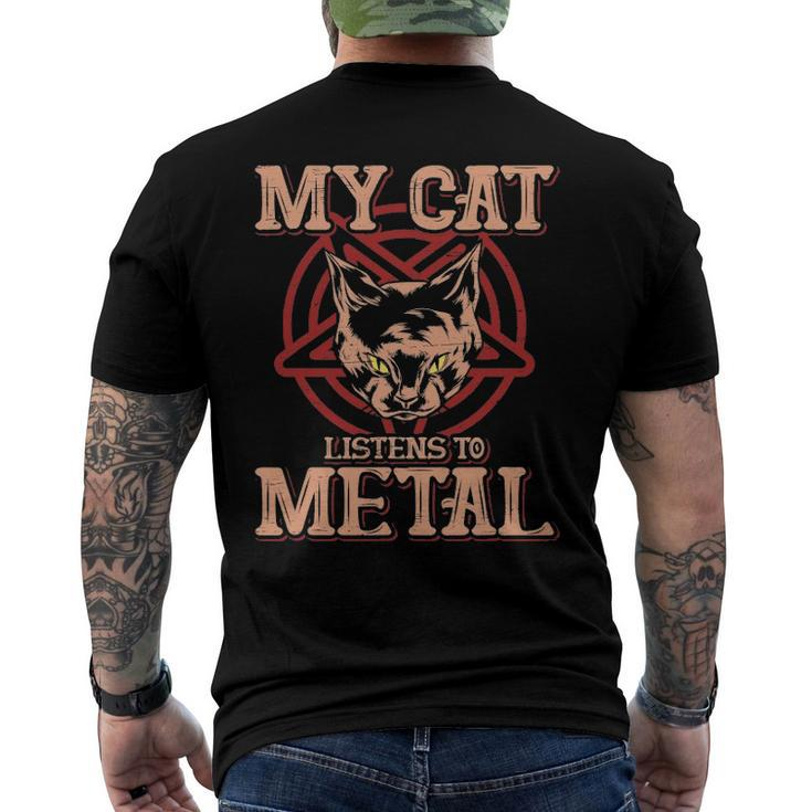 My Cat Listens To Metal Black Dark Rock Death Metal Men's Back Print T-shirt