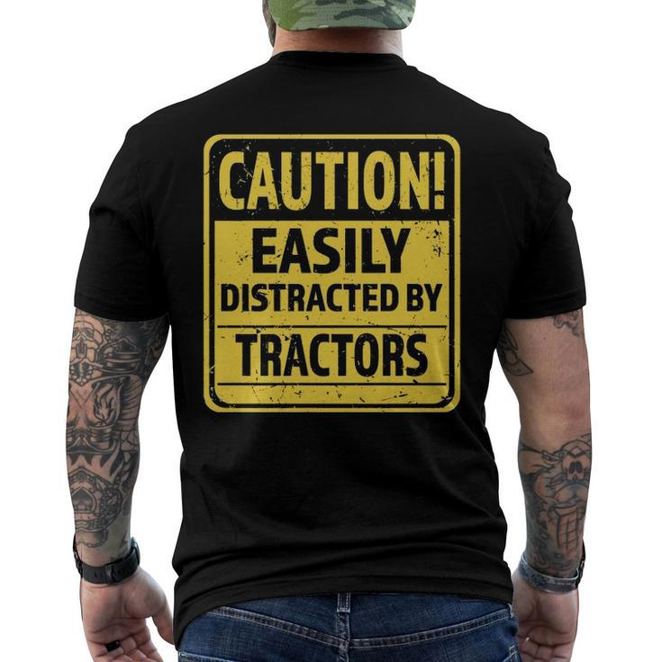 Caution Easily Distracted By Tractors - Tractor Lover Men's Back Print T-shirt