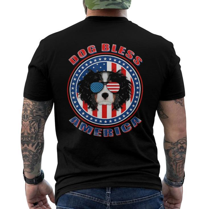 Cavalier Dog Bless America Flag Usa Patriotic 4Th Of July Men's Back Print T-shirt