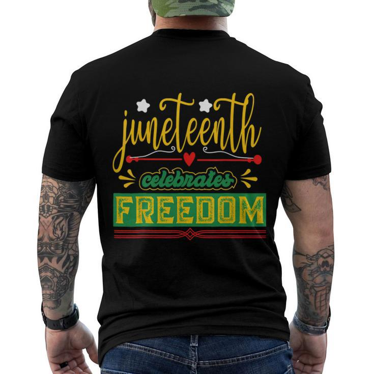 Celebrate Juneteenth Green Freedom African American  Men's Crewneck Short Sleeve Back Print T-shirt